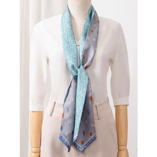 100% Real Silk Long Scarf For Women Twillon Neckerchief 2021 Luxury Bufandas Silk Scarf Printed Headband Foulard Femme 155x12cm