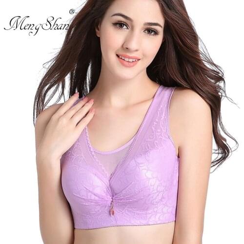 MengShan underwear women Lace bra Agglomeration adjustment type Five-row buckle with fat mm breast wipe big size bra 46D 105E