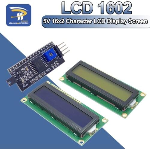 LCD1602 PCF8574T PCF8574 IIC/I2C / Interface 16x2 Character LCD Display Module 1602 5V Blue/ Yellow Green Screen For Arduino DIY