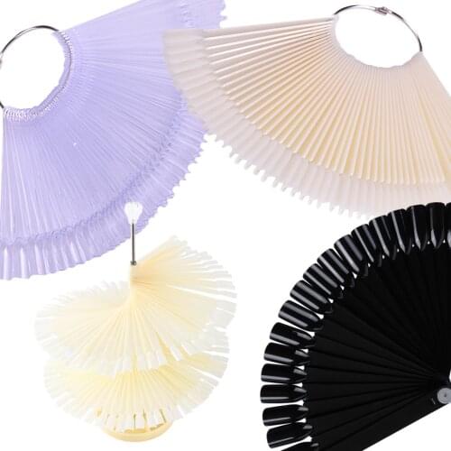 1Set Fake Nails Nature Clear Black 12/24/32/50pcs False Nails Practice Color Card Tip For Display Short Nail Capsules Tool LE386