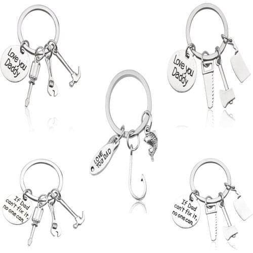 1PC "If Dad Can't Fix It No One Can" Hand Tools Keychain Daddy Key Rings Gift for Fathers Day Key Chain Accessories Gift