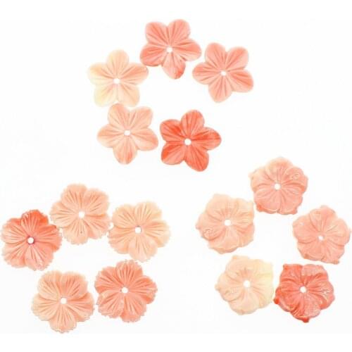 3 Types for Choice Synthetic Coral Beads New Hand Carved Five Petal Flower 20 mm DIY Jewelry Accessories 1 Pack / 5 Pieces