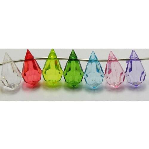100 Mixed Color Transparent Acrylic Faceted 3D Teardrop Pendants 14X8mm Drop Charms