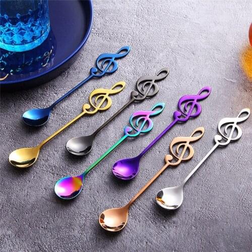 2pcs/lot Creative Music Note Stirring Coffee Spoon Stainless Steel Flatware Tea Spoons For Milk Ice Cream Candy Teaspoon