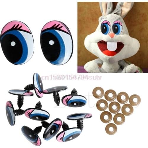 5 Pairs(10Pcs) Oval Blue Safety Plastic Eyes Toy Puppets Dolls Eyes DIY 24 x 18mm #H055