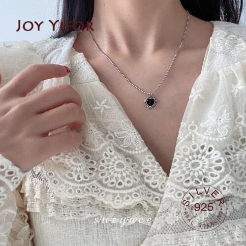 925 sterling silver Double Layer black heart Chain Necklace Women Girl Cubic Zircon Necklace Gift Party Wedding Jewelry