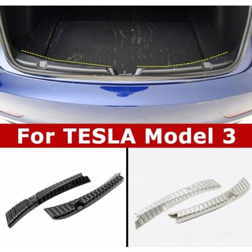 Accessories For Tesla Model 3 2018 2019 Stainless Steel Inner Rear Trunk Bumper Foot Trim Tail Door Sill Scuff Protection Plate