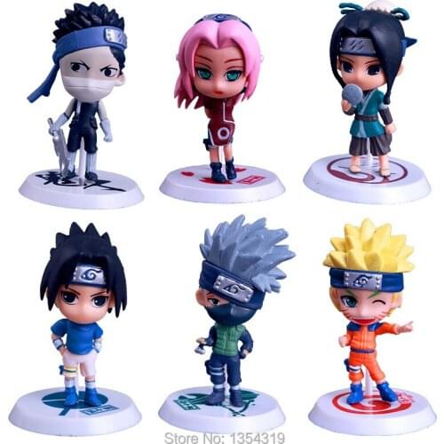 6Pcs/set Anime Cartoon Q Version Kakashi/Sakura/Sasuke/ PVC Model Toys Action Figure For Kids Collectible Toy Doll