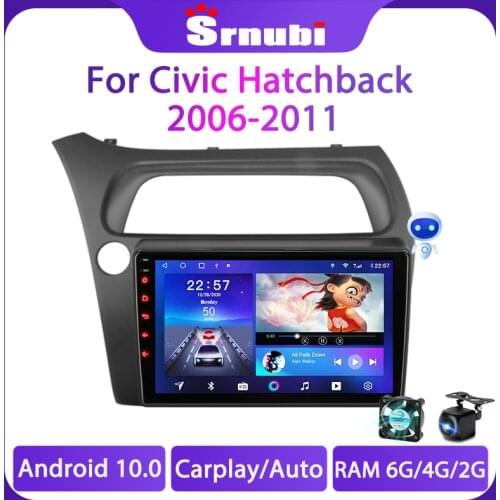 Srnubi 2 Din Android 10 WIFI Car Radio For Honda Civic Hatchback 2006 - 2011 Multimedia Player Navigation GPS RDS DSP Stereo DVD