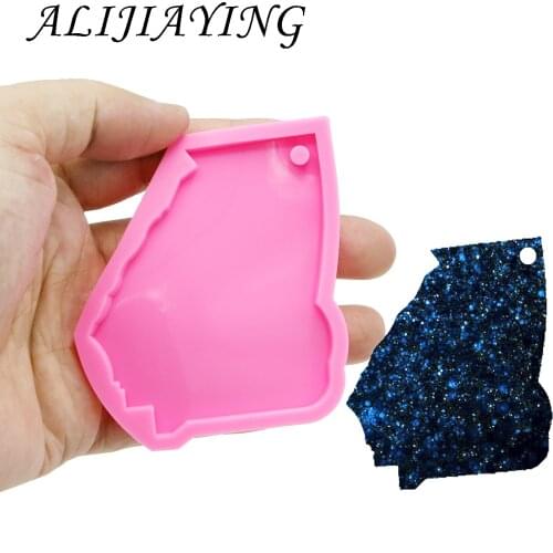 Shiny keychain Georgia American state shape mold key ring decoration silicone mold for DIY epoxy resin wholesale DY0216