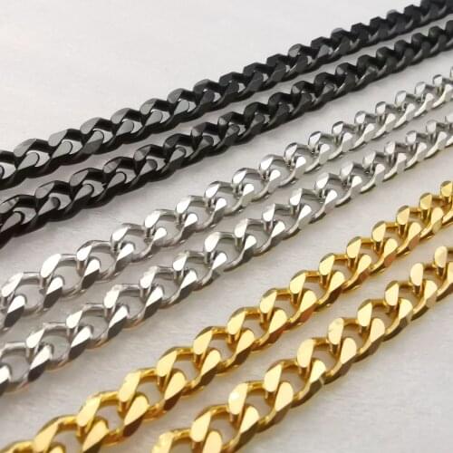 Lot 5meter in bulk 5MM black / gold stainless steel Curb Link Chain findings jewelry marking DIY necklace bracelet