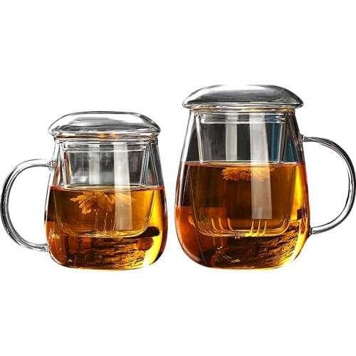 Tea Mug with Lid Filter,Coffee Cups Tea Set Mugs Beer Drink Office Mug Transparent Drinkware Glass Cup Chinese Style