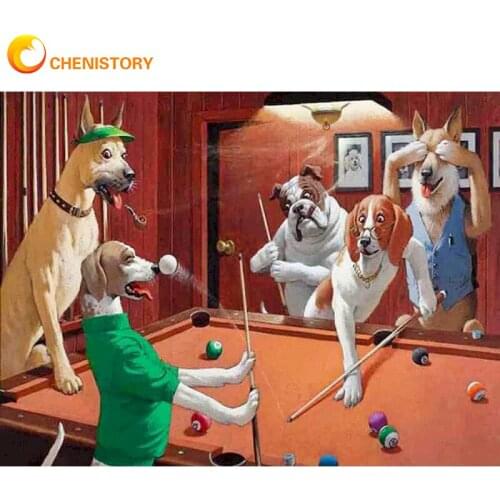 CHENISTORY Diamond Painting Dog Cross Stitch Diamond Embroidery Billiards Picture Rhinestones Handmade Art Kits Home Decor Gift