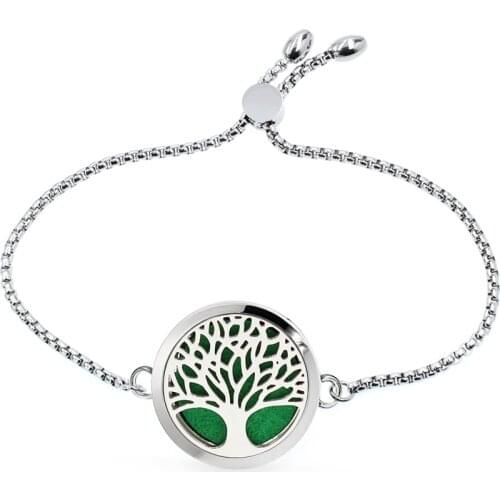 More options tree of life 316L Stainless Steel 30mm Aromatherapy Locket Bracelet Adjustable chain bracelet diffuser Locket
