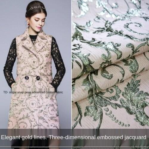 Elegant gold wire three-dimensional yarn-dyed jacquard windbreaker jacket fabric, sewing fabric factory shop is not out of stock