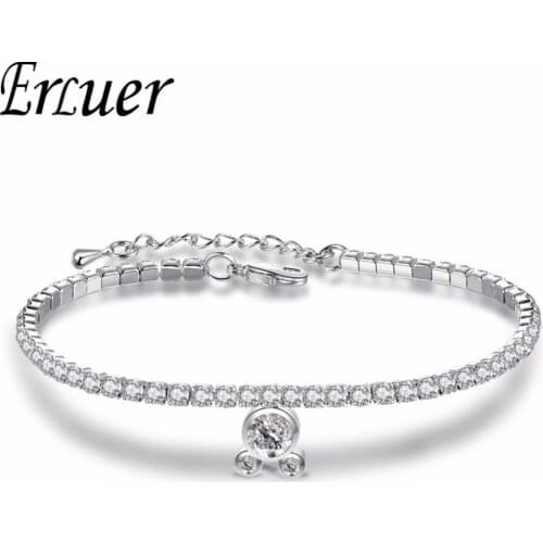 ERLUER Fashion Mickey Head Bracelet For Women Girl Silver Color Crystal Zircon Claw Chains Link Bracelets & Bangles Jewelry Gift