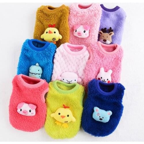 New Fleece Dog Cat Hoodie Vest Cute Animal Design Pet Puppy Coat Jacket Autumn/Winter Outfit for Dogs Cats Pets Clothes