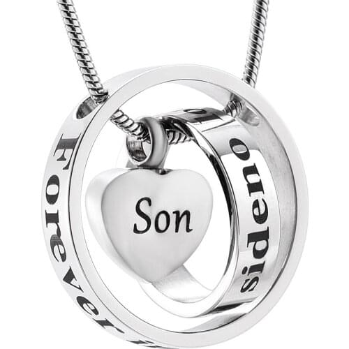 Cremation Jewelry Urn Necklace for Ashes Circle Heart Urn Ashes Keepsake Pendant No Longer By My Side Forever In My Heart