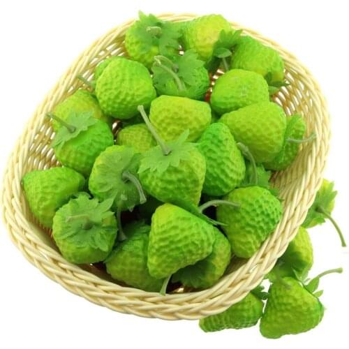 Gresorth 30 PCS Artificial Green Strawberry Fake Plastic Strawberries Fruits Christmas Decoration