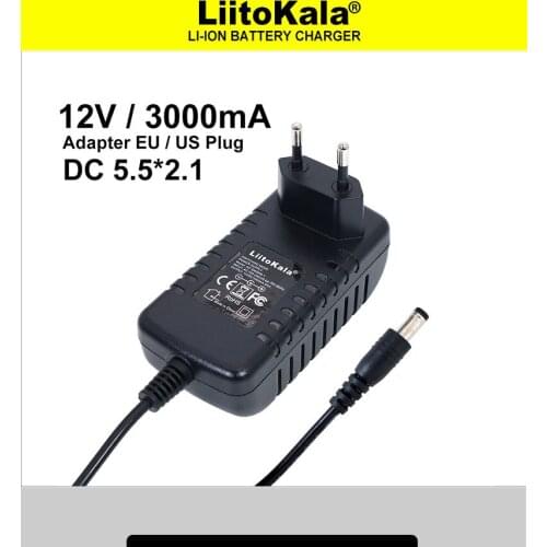 Liitokala Lii-500S Lii-S6 12V 3A adapter power supply monitor door DC 5.5 * 2.1mm EU/US plug INPUT AC 100-240V