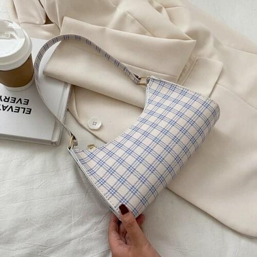 Fashion Exquisite Retro Casual Women Totes Shoulder Checkered Bags Top Handle Bag Female Small Subaxillary Bags