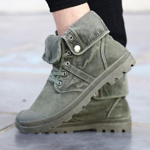 Mens Casual Canvas Shoes Army Combat Mens Sneakers 2021 Fashion High-top Military Ankle Boots Comfort Mens Sneakers