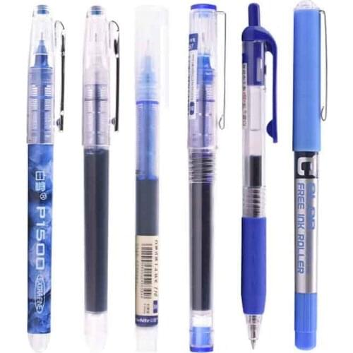 6pcs 0.5mm Black/Red/blue Gel Pen set ink Straight Liquid Rollerball Student Office High Quality for School Office Stationery