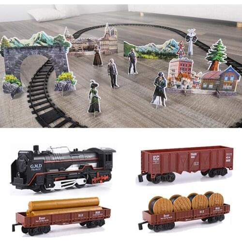 Electric Locomotive Train Model Sets Train Railway Building Kit Retro Steam Locomotive Engine Model Play Set Toy For Kids Gift