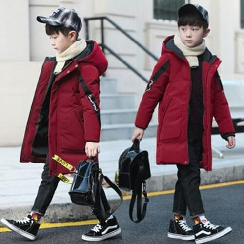 5-14 Years Childrens Wear Boys Winter Jacket Children Clothing Boy Clothes Warm Winter Down Cotton Long Jacket Hooded Kids Coat