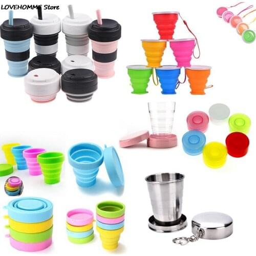 1pc Portable Silicone Folding Water Cup Collapsible Style Funnel Hopper Travel Outdoor Camping Drinkware kitchen accessories