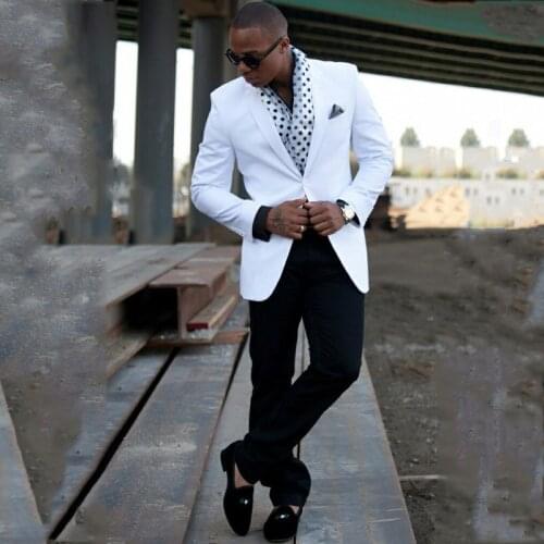 Casual White Business Man Blazers Gentle Groom Tuxedos Costume Homme Terno Masculino Slim Fit Men Wedding Suits 2Piece Coat Pant
