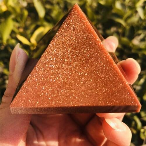 Natural Gold Sand Pyramid Quartz Crystal Specimen Mineral Rock Healing Removes Negative Energy Home Decor