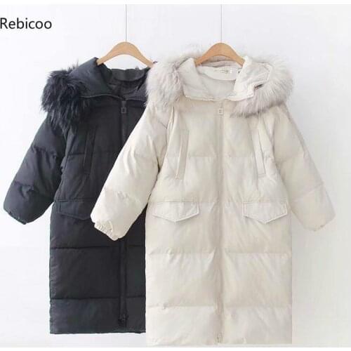 Hooded Loose Fur Collar Down Jacket Puffer Jacket Kawaii Korean Harajuku Coat Women Womens Winter Jacket Winter Coat Women