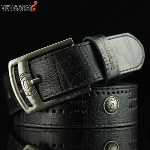 Hollow Rivet Punk Style Belt Mens Casual Classic Belt Wide PU Strap Leather Belt Buckles Men Male Business Cowhide Jeans Belt