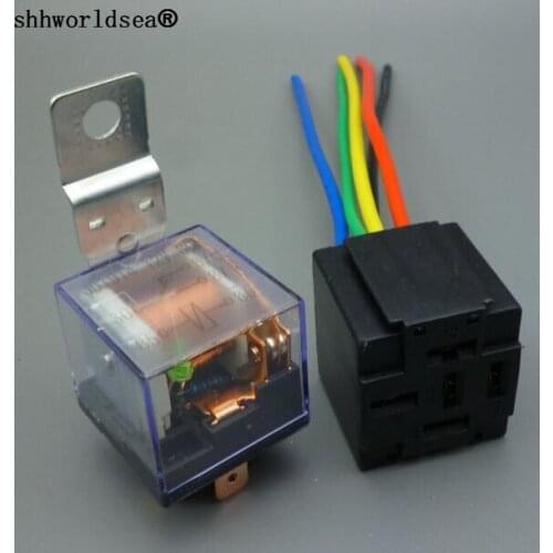 Shhworldsea Automobile 12V 24V 80A Auto Relay with 4pin 5 pin Relay Socket