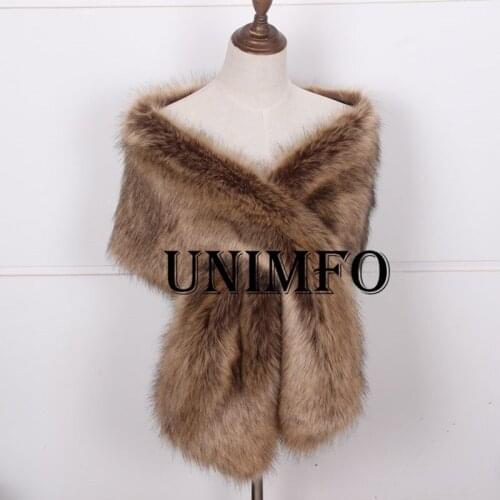 Bridal Wraps 2019 Winter Wedding Coat Faux Fur Warm Stick shawls Outerwear Black Gary Shrug Women Jacket Prom size 165*45 cm