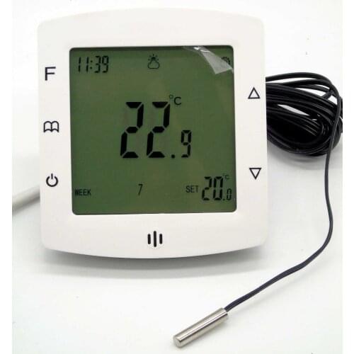 Double sensor Weekly Programmable Floor Heating Thermostat with Touch Screen
