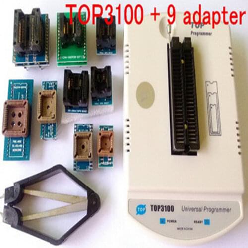 TOP3100 TOP 3100 USB universal programmer + 9 adapter EPROM MCU PIC AVR flash socket IC