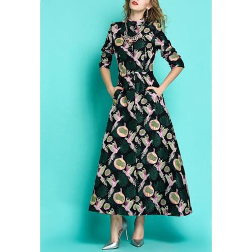 High Quality women long Trench Coats long maxi Autumn winter Jacquard flower female coat runway fashion overcoat outfit