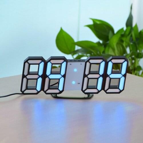 High Quality LED Alarm Clock USB Charge 3D Induction Digital Clocks Wall Horloge Home Decoration Office Clock