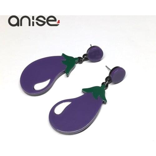 Anise Fruit Acrylic Earrings Eggplant Vegetables Big Stud Earrings For Woman Fashion Banquet Party Oorbellen Jewelry Gift