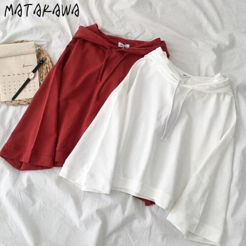 MATAKAWA Wild Drawstring Women Hoodies Autumn 2020 New Womens Korean Long-sleeved Loose Sweatshirt Top