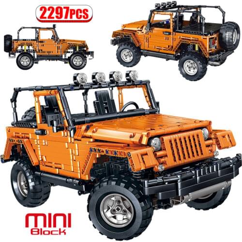 1:10 City MOC High-tech SUV Off-road Vehicle Diamond Building Blocks Model Creator Racing SuperCar Mini Bricks Toys For Children