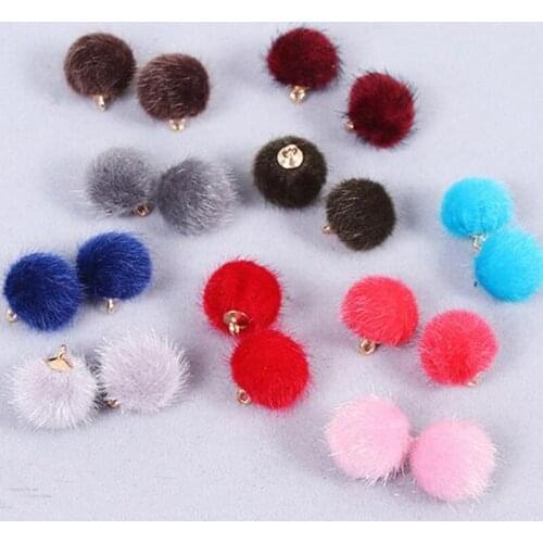 10pcs 16mm Colo Imitation water mink Pompom Cute Fur Ball Handmade Diy Materia Handmade Hair Earring Ball Jewelry Finding AC440