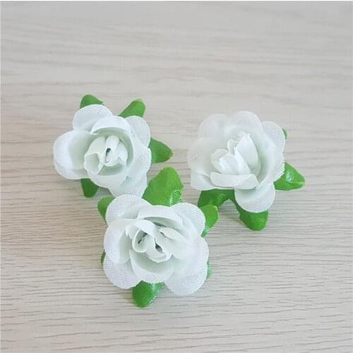 100pcs 3cm Artificial Small Silk Rose Flower Heads DIY Hair Garland Wrist Flower Scrapbooking Wedding Decoration Fake Flowers