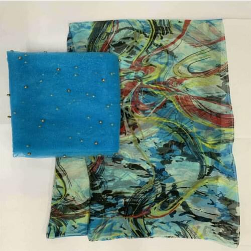 2020 Fashion High Quality 100% Silk Chiffon African Fabric 5+2 Yards /set Printed Silk Fabric For Women Wearing! LXF77283