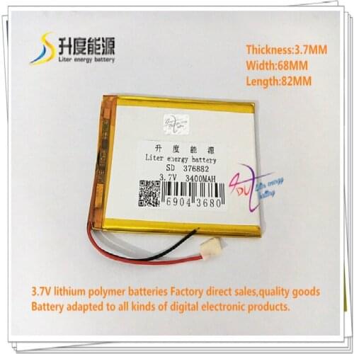 3.7V 3400mAh 376882 polymer lithium ion / Li-ion battery for tablet pc power bank gps mobile cell phone