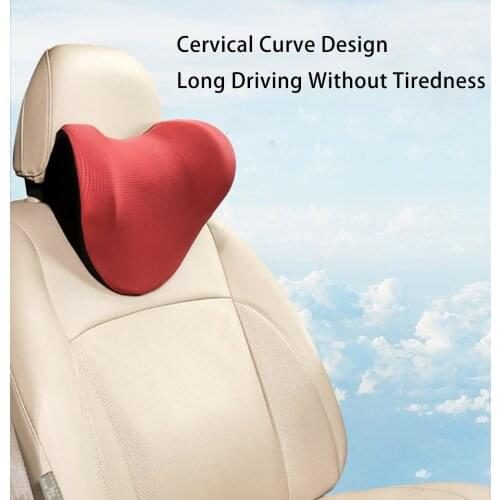 Car Neck Pillow Red Black Beige Grey Blue Car Seat Headrest Pillow Memory Foam Cushion Headrest Waist Support Cotton 1Pcs