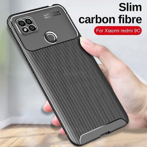 For Xiaomi redmi 9C NFC Case Carbon Fiber Back Cover Beetle Series Soft Phone Shell For Redmi note 8t pro Ultra-Thin Cover