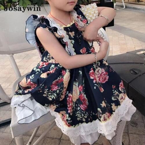 2021 Summer Dress for Girls Baby Sleeveless Print Wedding Dress Girl Kids Lolita Big Bow Student Girl Princess Party Vestidos